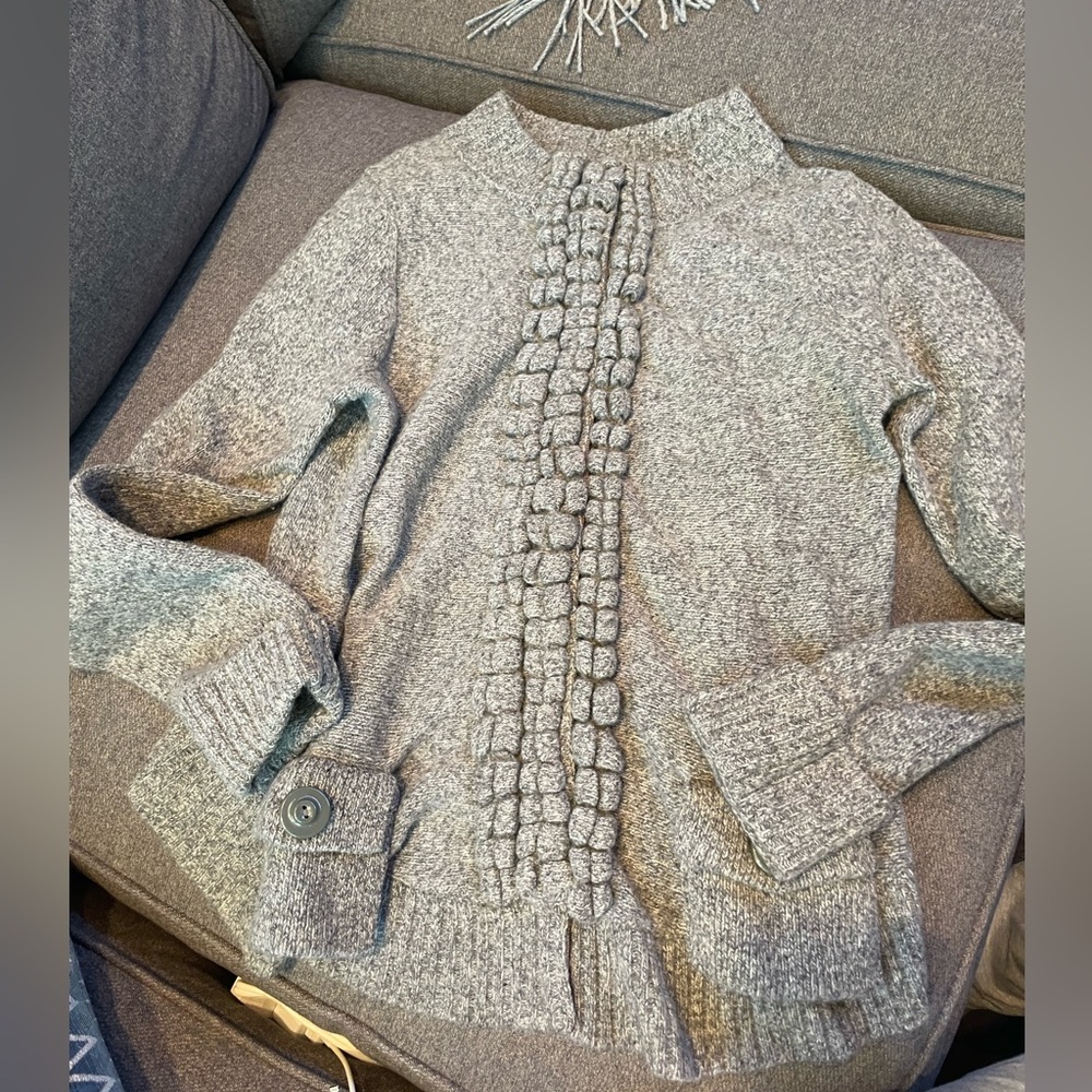 Anthropology grey knit button down cardigan with detailing